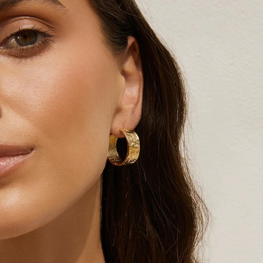 Gold Wrinkle Hoop Earrings