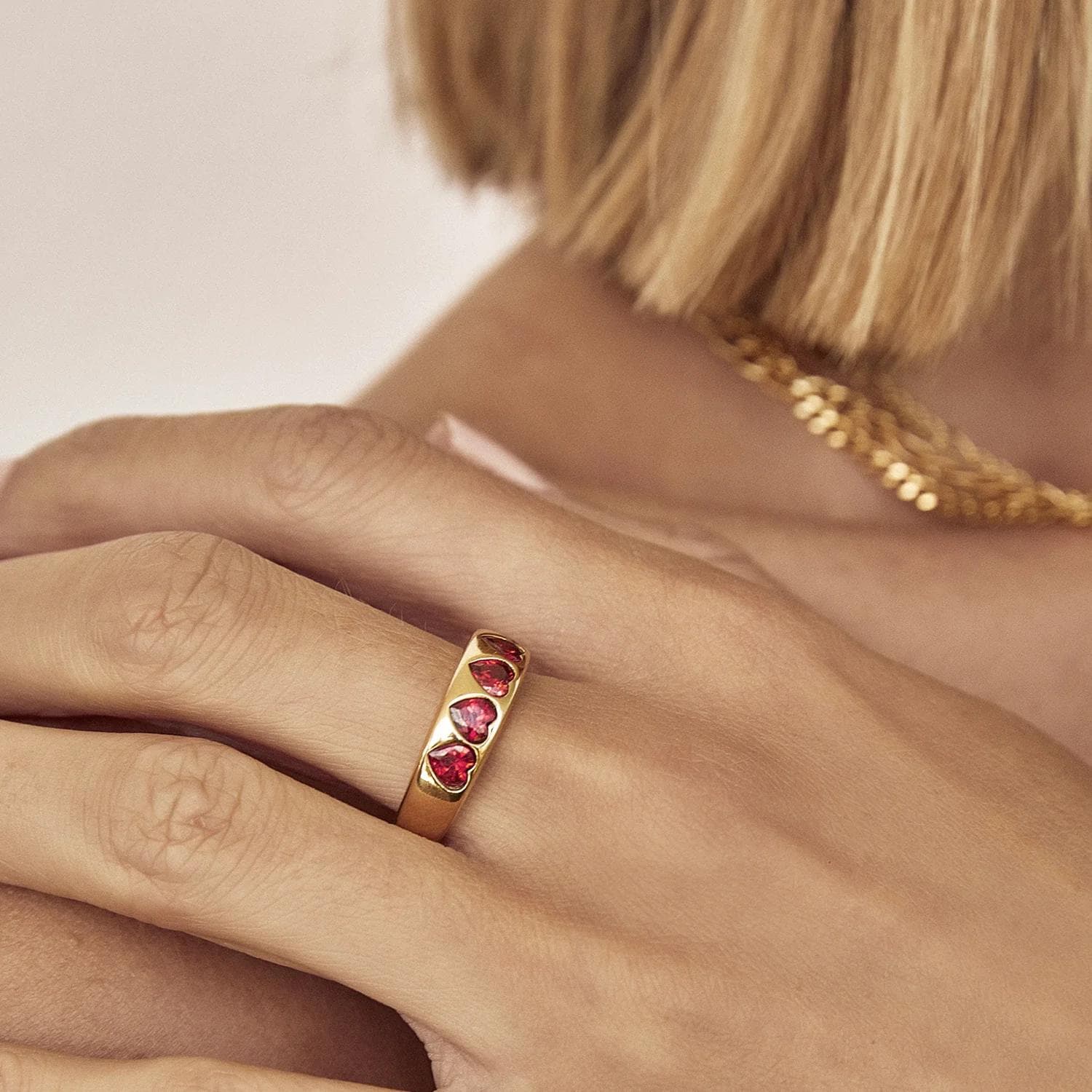 Ruby Heart Gold Ring