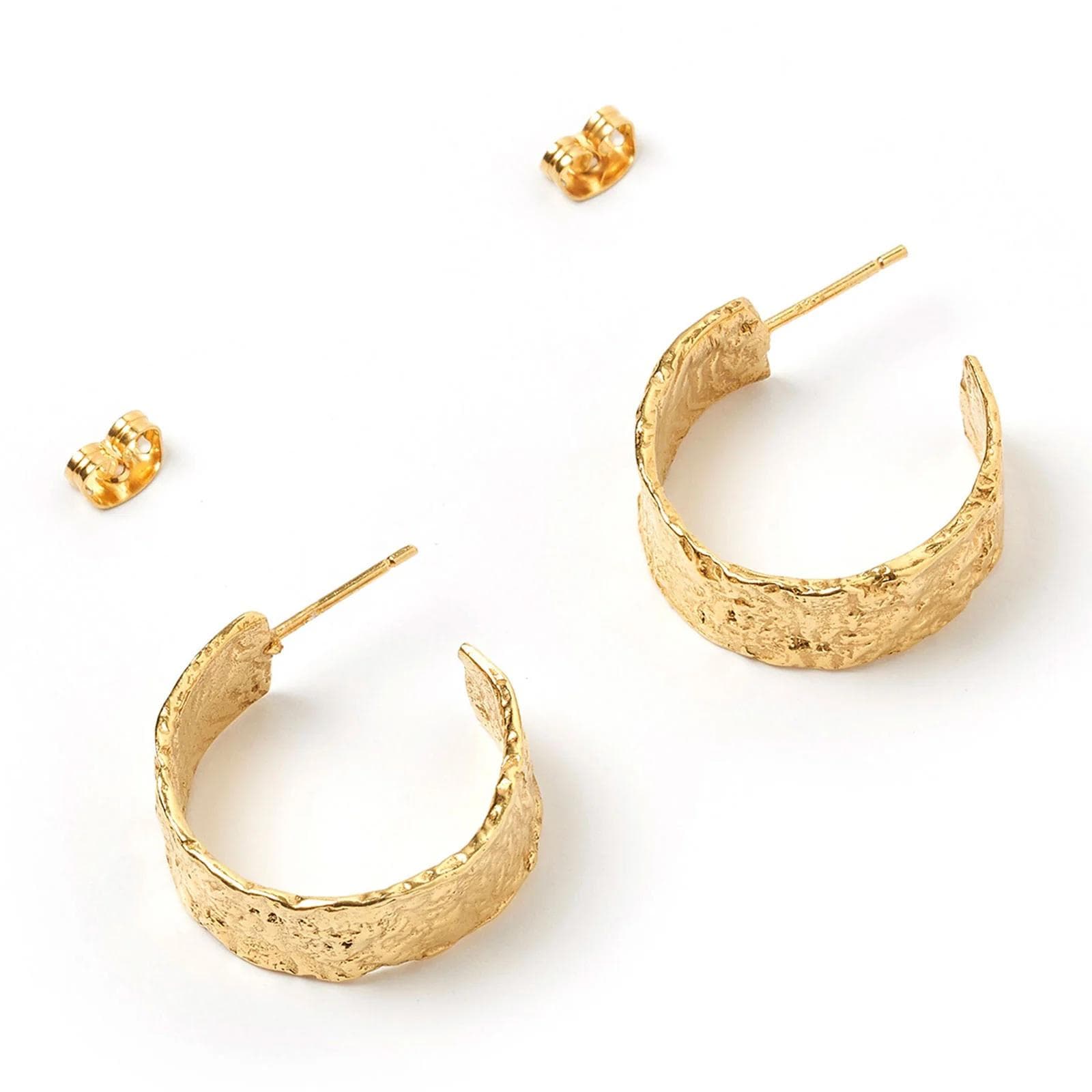 Gold Wrinkle Hoop Earrings